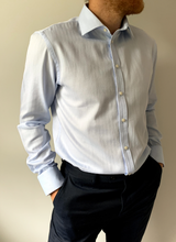 Load image into Gallery viewer, Blue Herringbone Men's Organic Shirt