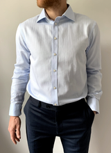 Load image into Gallery viewer, Blue Herringbone Men's Organic Shirt