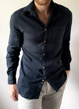 Load image into Gallery viewer, Shakespeare Dark Navy Linen