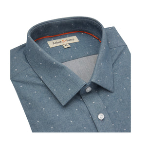 Mid Blue Spot Organic Cotton Shirt
