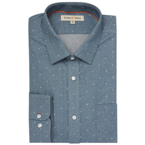 Mid Blue Spot Organic Cotton Shirt